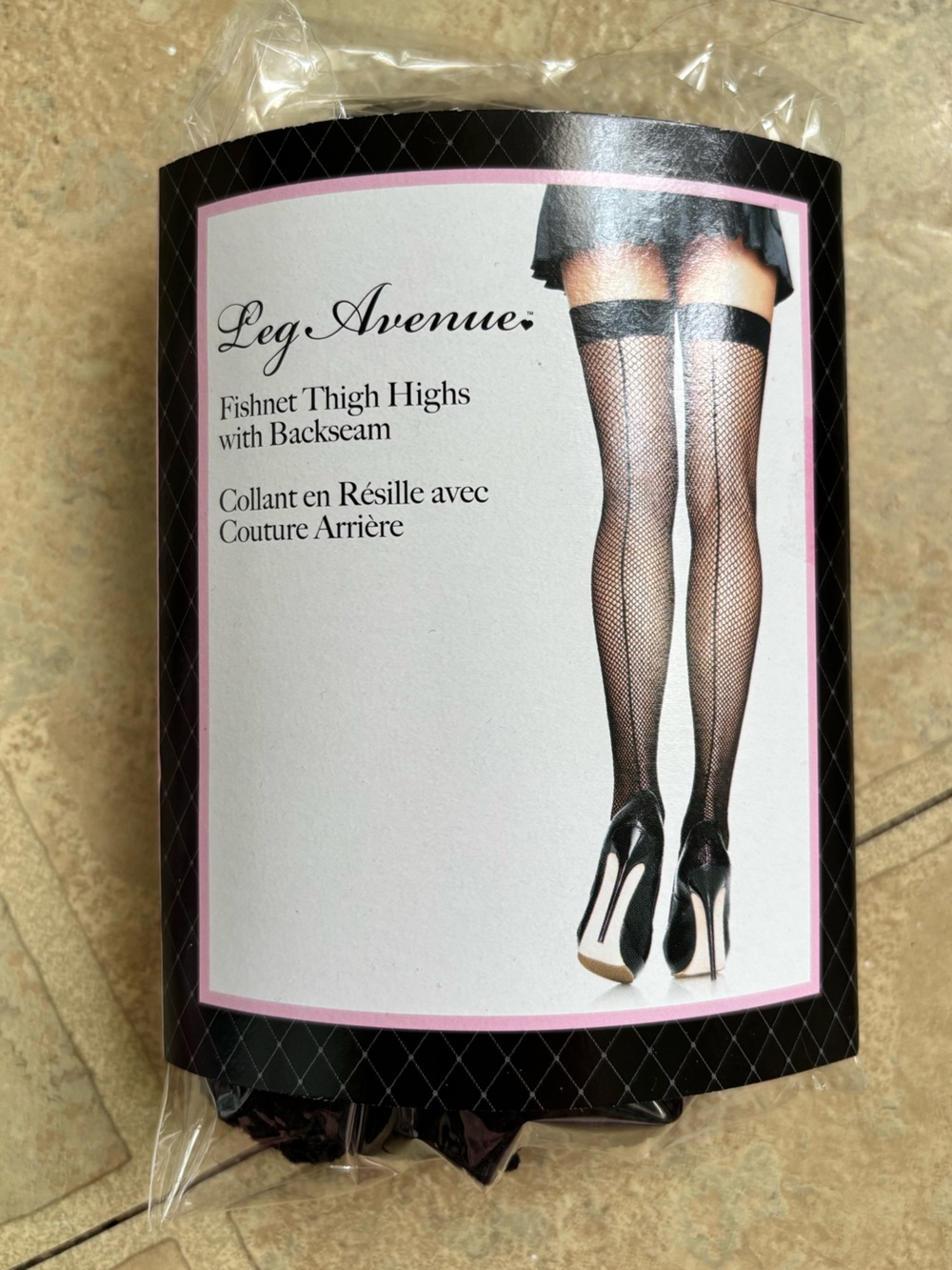 Leg Avenue Black Fishnet Thigh High Stockings with Backseam